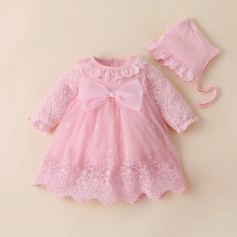 Baby Girl’s Bow Dress &amp; Matching Shoes – Elegant Cotton Outfit