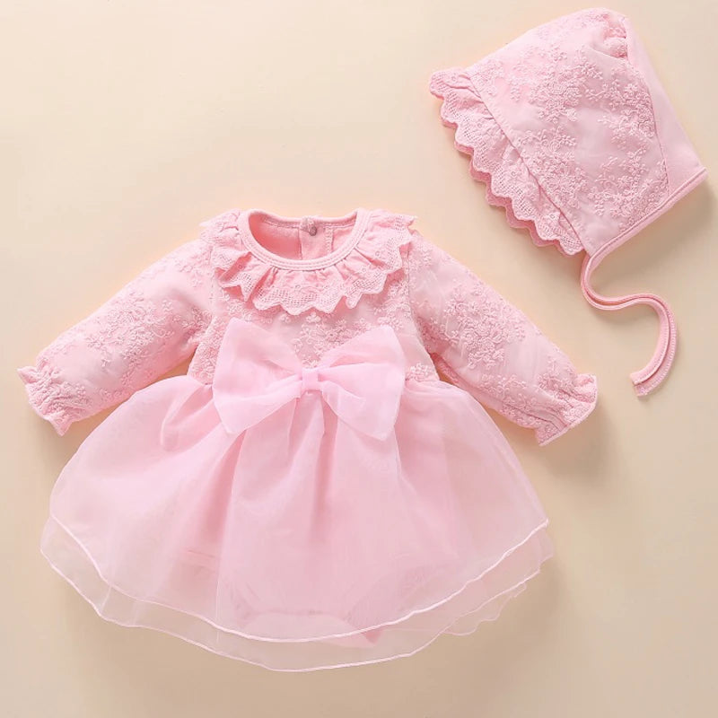 Baby Girl’s Bow Dress &amp; Matching Shoes – Elegant Cotton Outfit