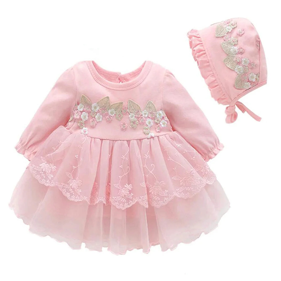 Baby Girl’s Bow Dress &amp; Matching Shoes – Elegant Cotton Outfit