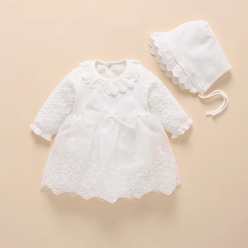 Baby Girl’s Bow Dress &amp; Matching Shoes – Elegant Cotton Outfit
