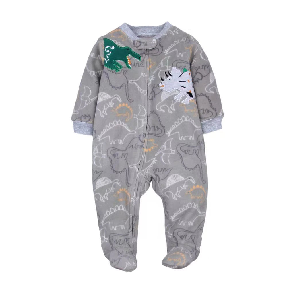 Baby Animal Fleece Romper – Zip-Up Unisex Sleepsuit