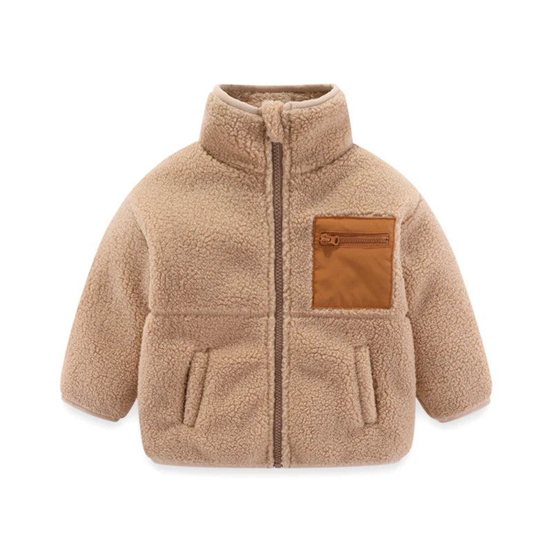 Boys’ Fleece-Lined Jacket – Warm Autumn & Winter Zip-Up Coat (Ages 1–7 Years)