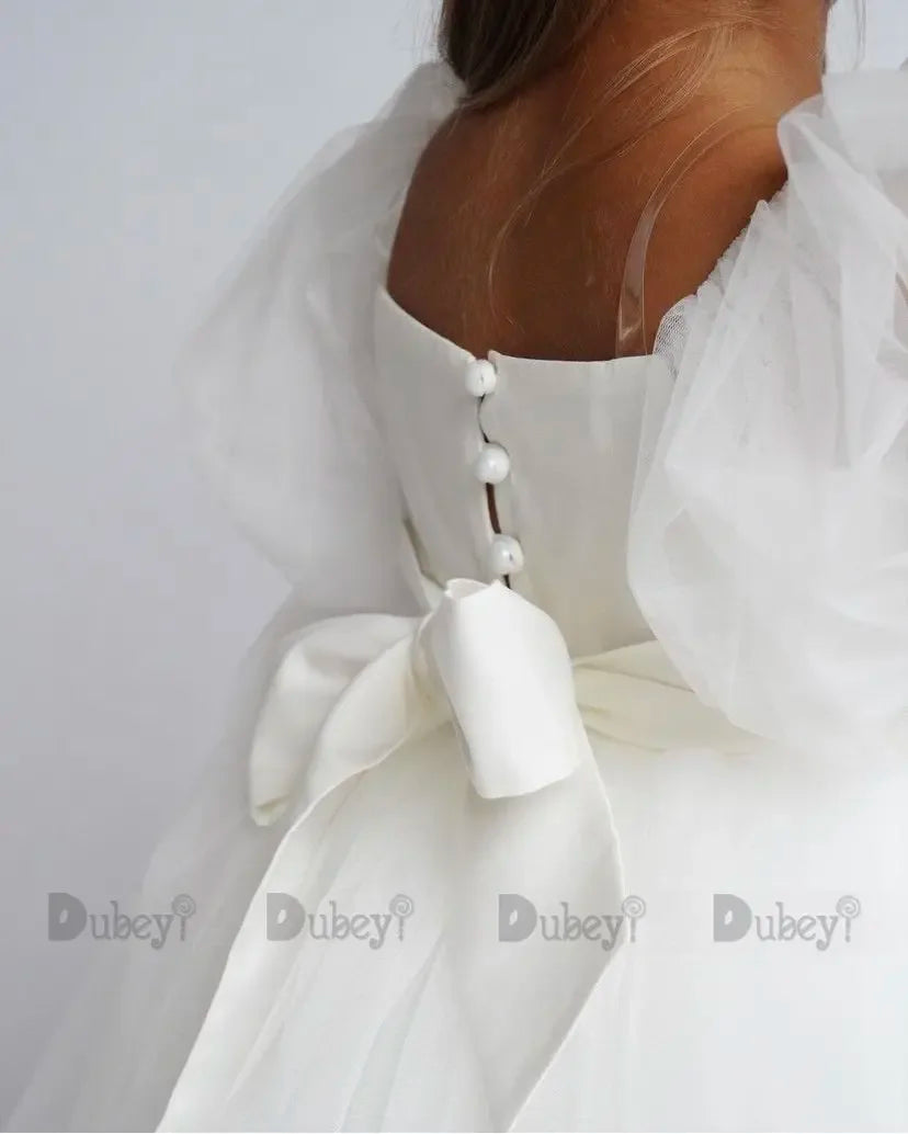 Baby Girls’ Elegant White Party Dress – Birthday, Wedding & Baptism Gown