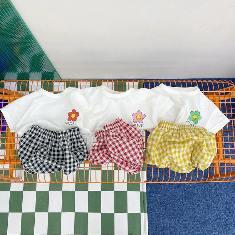 Cute Floral Summer Outfit Set for Kids
