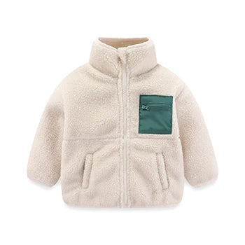 Boys’ Fleece-Lined Jacket – Warm Autumn & Winter Zip-Up Coat (Ages 1–7 Years)