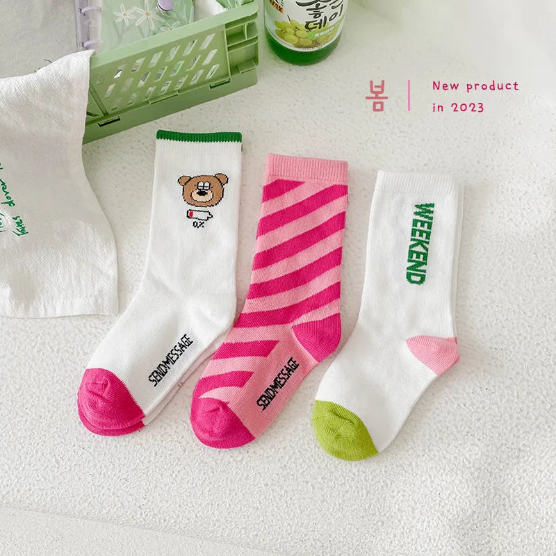SLHJC Kids’ Striped Cotton Sport Socks – Unisex Everyday Socks