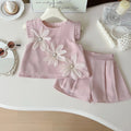 🌸 Girls’ Summer Outfit Set – Cute 3D Flower T-Shirt & Shorts, 2-Piece Set