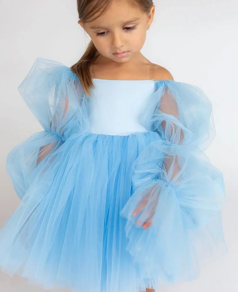 Baby Girls’ Elegant White Party Dress – Birthday, Wedding & Baptism Gown