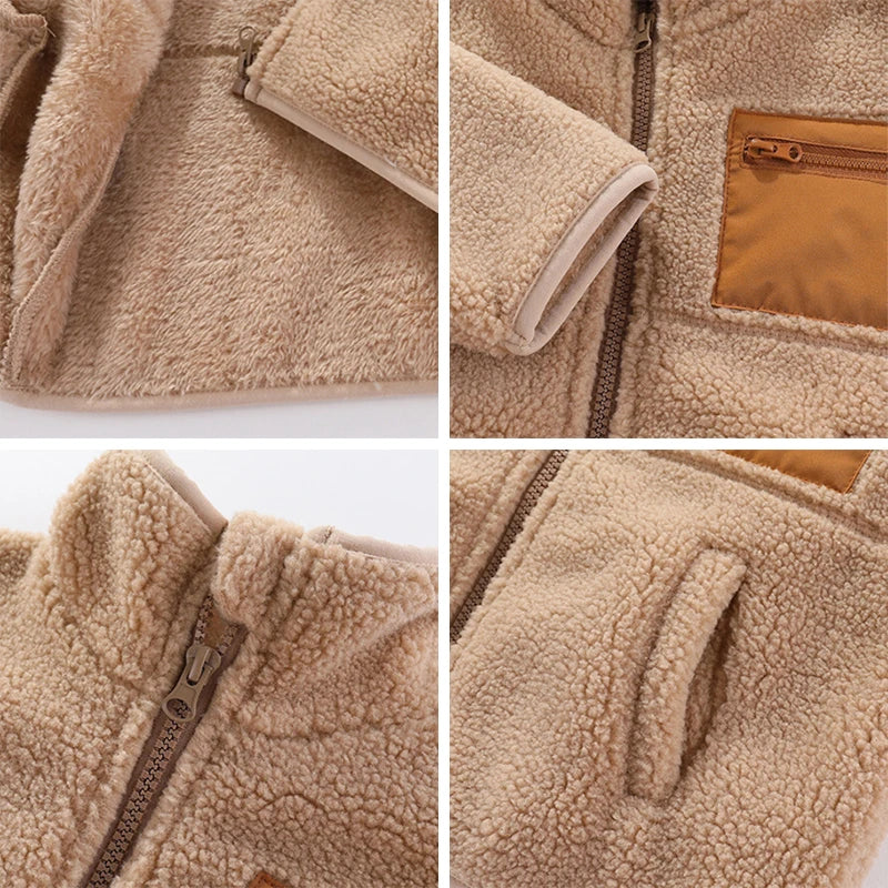 Boys’ Fleece-Lined Jacket – Warm Autumn & Winter Zip-Up Coat (Ages 1–7 Years)