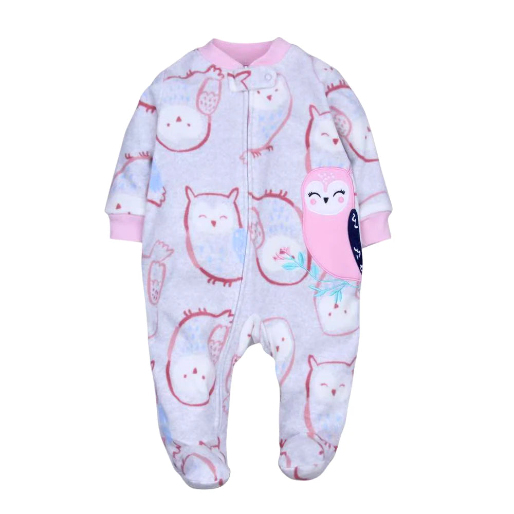 Baby Animal Fleece Romper – Zip-Up Unisex Sleepsuit