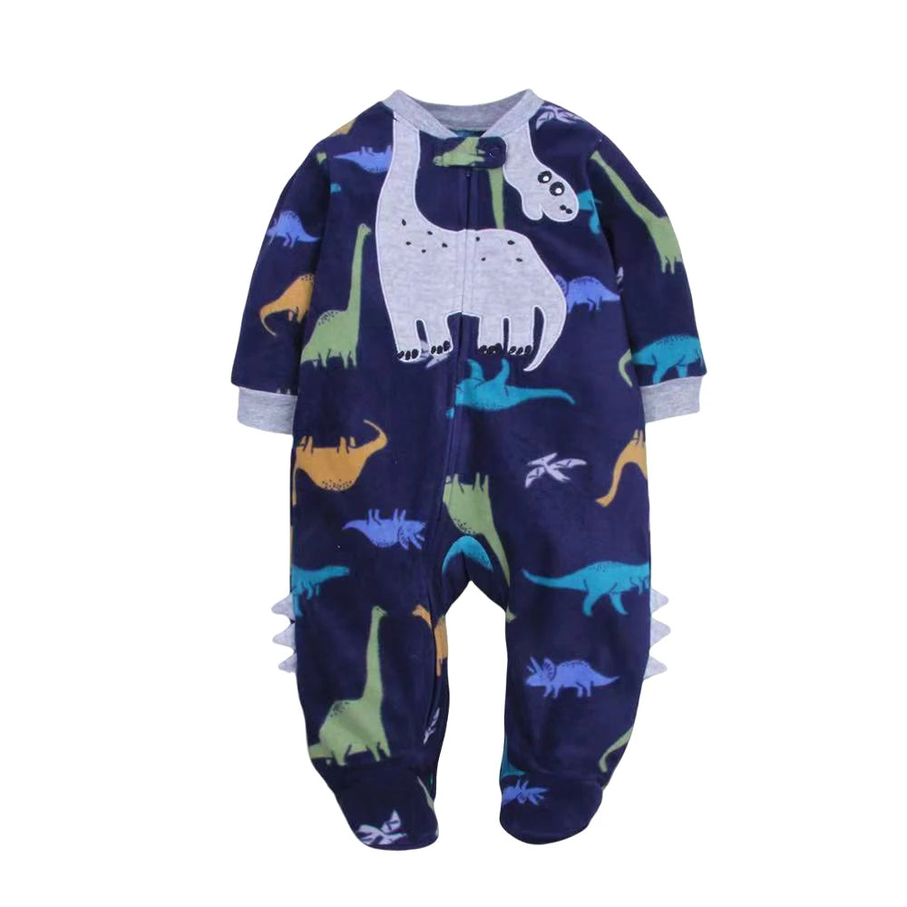 Baby Animal Fleece Romper – Zip-Up Unisex Sleepsuit