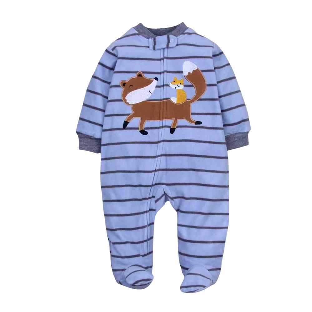 Baby Animal Fleece Romper – Zip-Up Unisex Sleepsuit