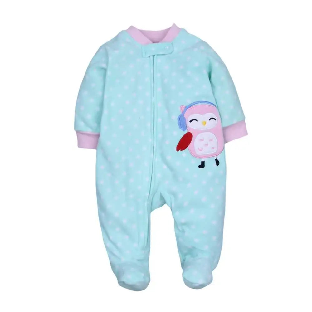 Baby Animal Fleece Romper – Zip-Up Unisex Sleepsuit