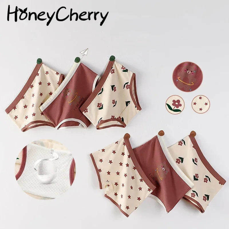 HoneyCherry Girls’ Cotton Cartoon Briefs – Cute Everyday Underwear