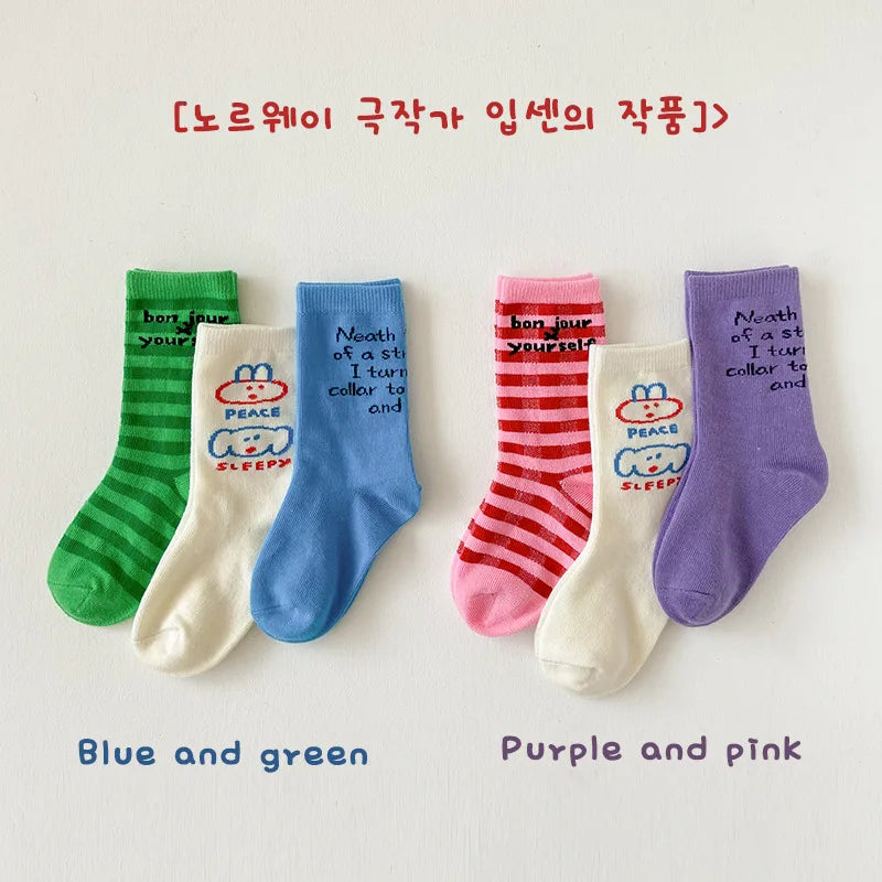 SLHJC Kids’ Striped Cotton Sport Socks – Unisex Everyday Socks