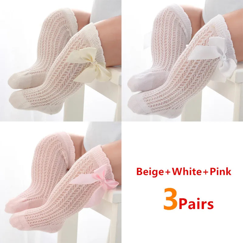Baby Girls’ Cotton Blend Summer Socks – 3-Pair Pack