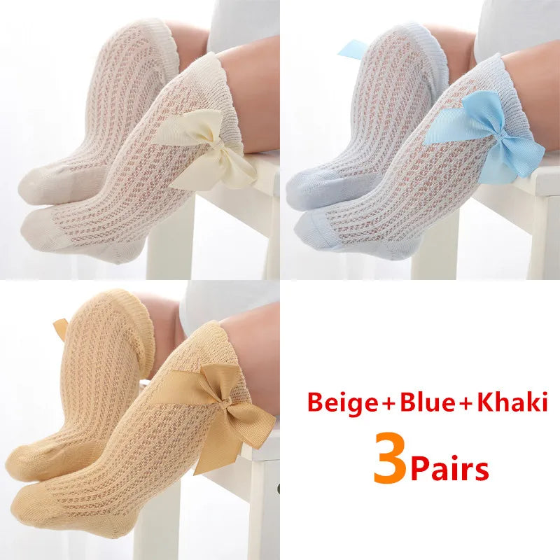 Baby Girls’ Cotton Blend Summer Socks – 3-Pair Pack