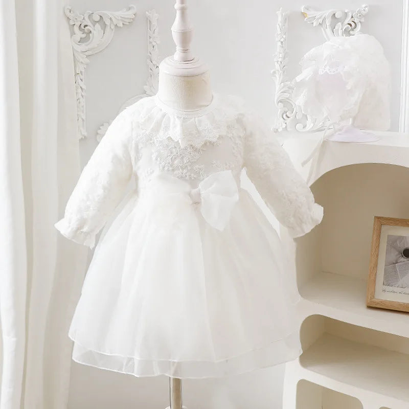 Baby Girl’s Bow Dress &amp; Matching Shoes – Elegant Cotton Outfit