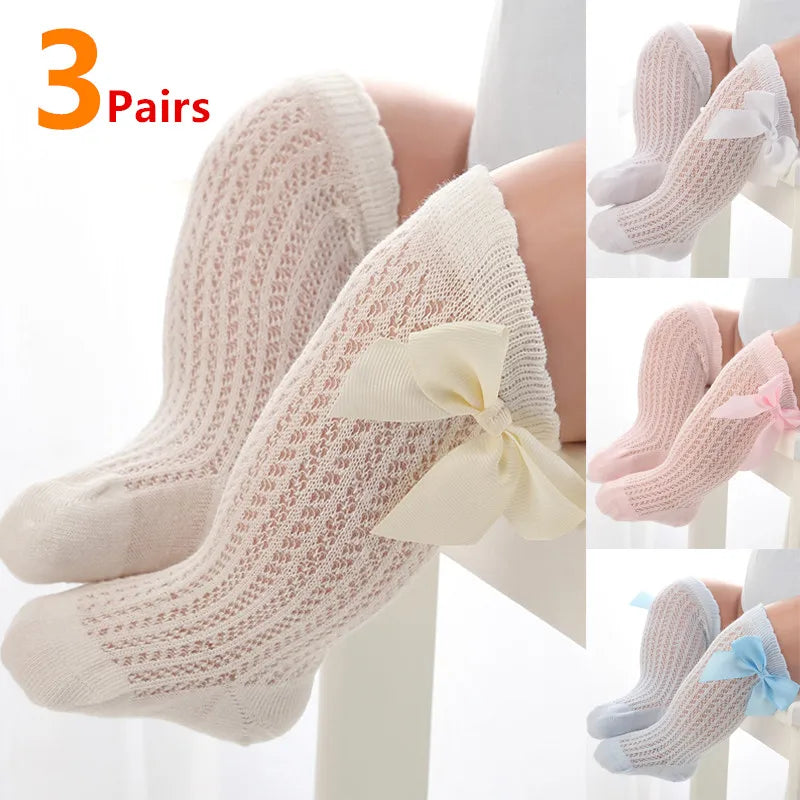 Baby Girls’ Cotton Blend Summer Socks – 3-Pair Pack