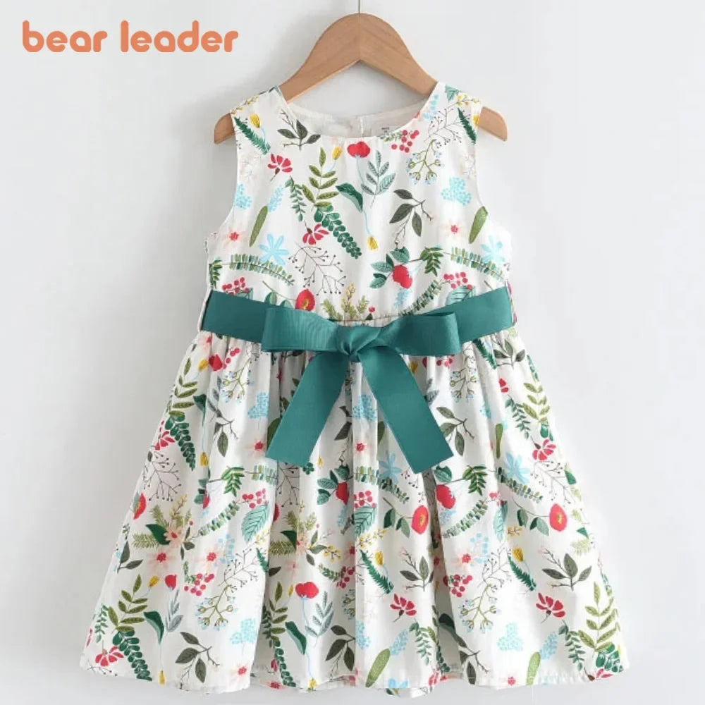Bear Leader Girls’ Floral Cotton Dress – Sleeveless Summer A-Line Dres
