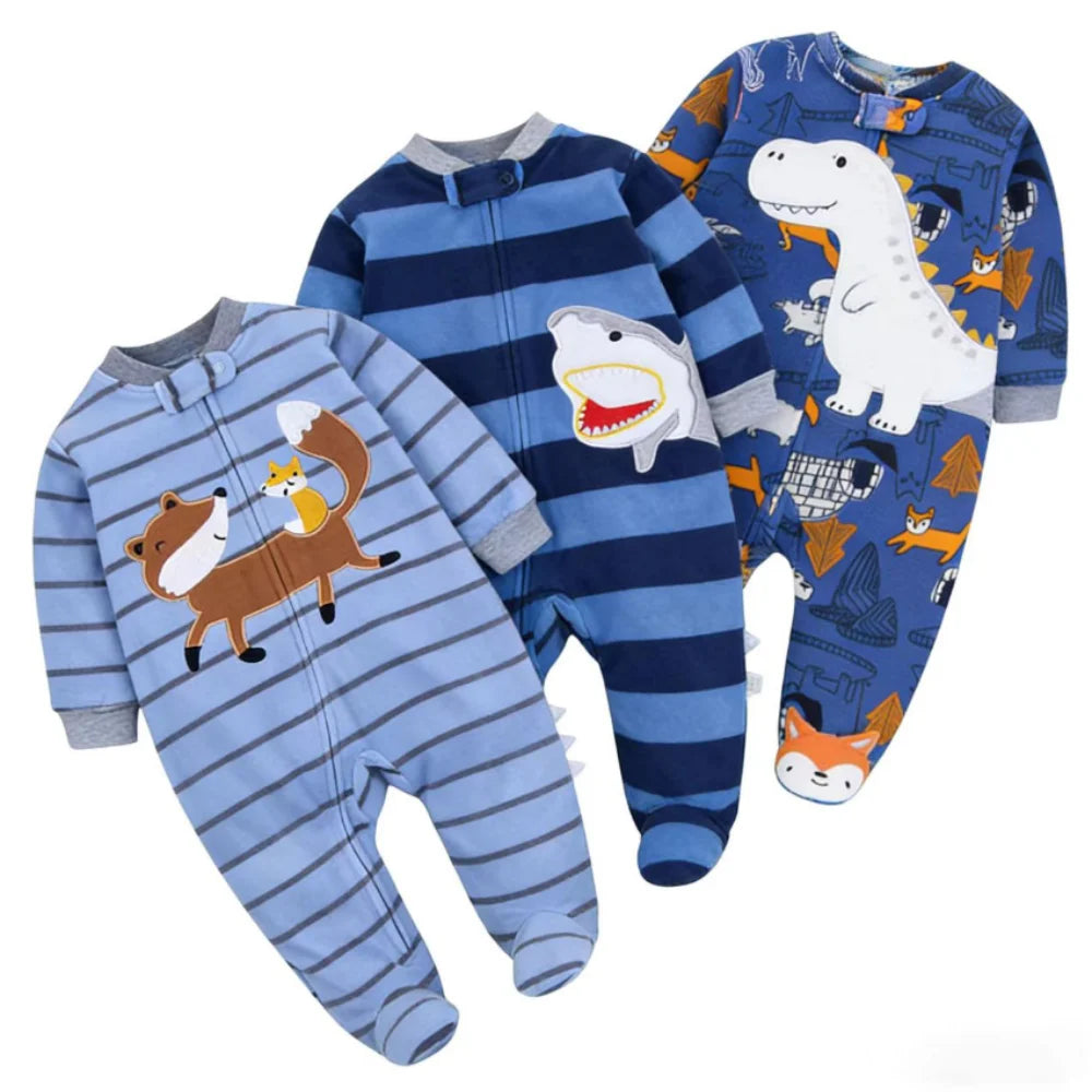Baby Animal Fleece Romper – Zip-Up Unisex Sleepsuit