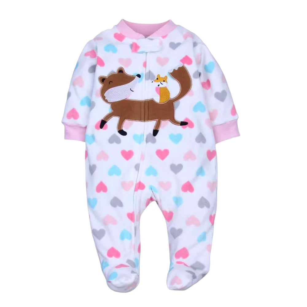 Baby Animal Fleece Romper – Zip-Up Unisex Sleepsuit
