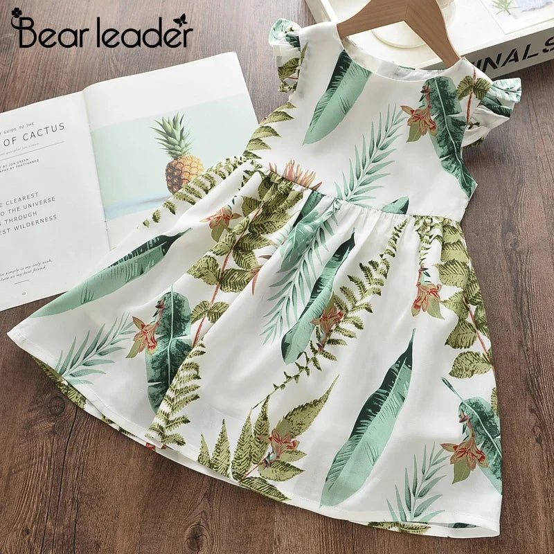 Bear Leader Girls’ Floral Cotton Dress – Sleeveless Summer A-Line Dres