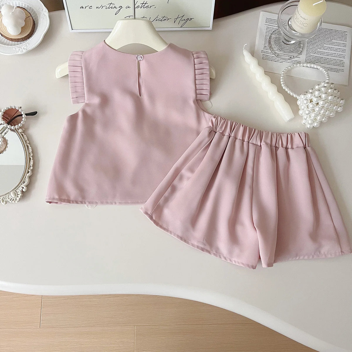 🌸 Girls’ Summer Outfit Set – Cute 3D Flower T-Shirt & Shorts, 2-Piece Set