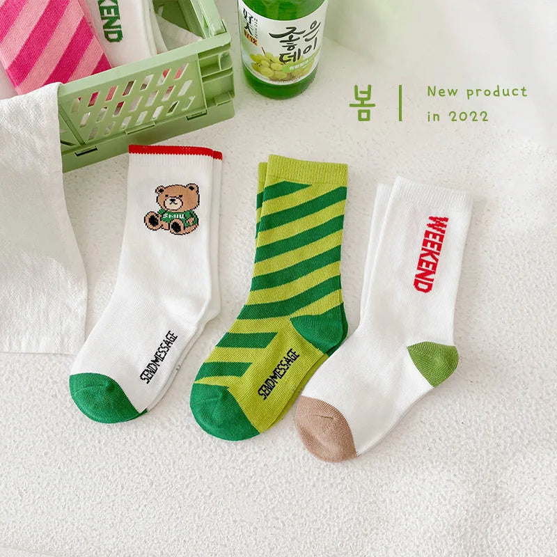 SLHJC Kids’ Striped Cotton Sport Socks – Unisex Everyday Socks