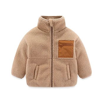 Boys’ Fleece-Lined Jacket – Warm Autumn & Winter Zip-Up Coat (Ages 1–7 Years)