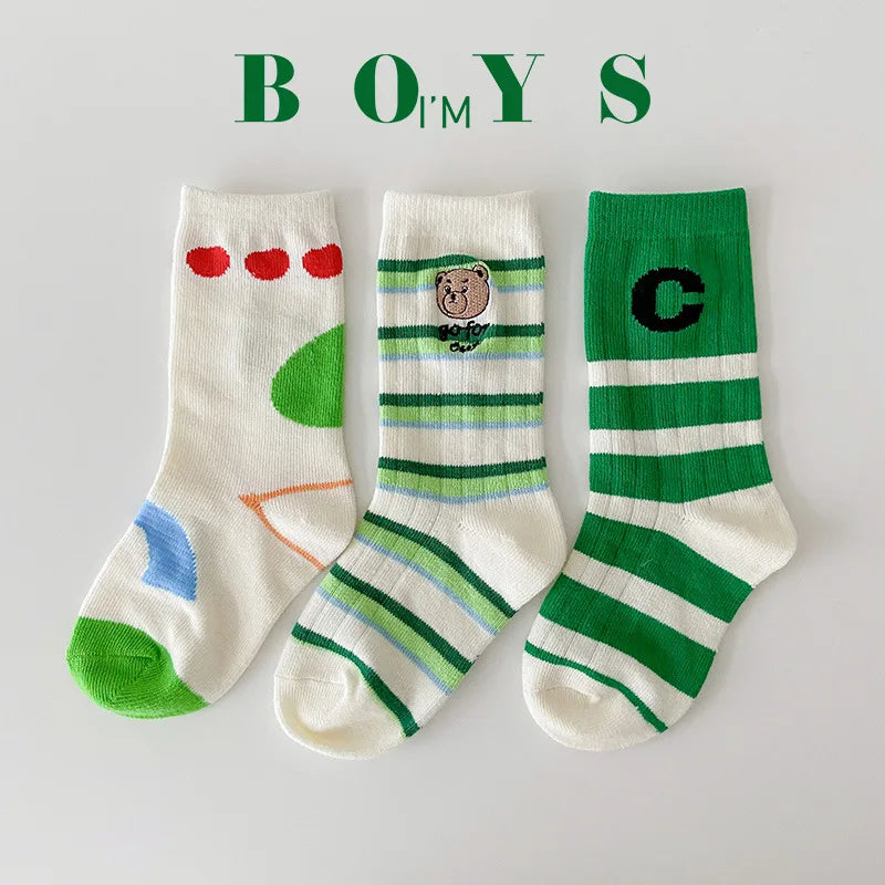 SLHJC Kids’ Striped Cotton Sport Socks – Unisex Everyday Socks