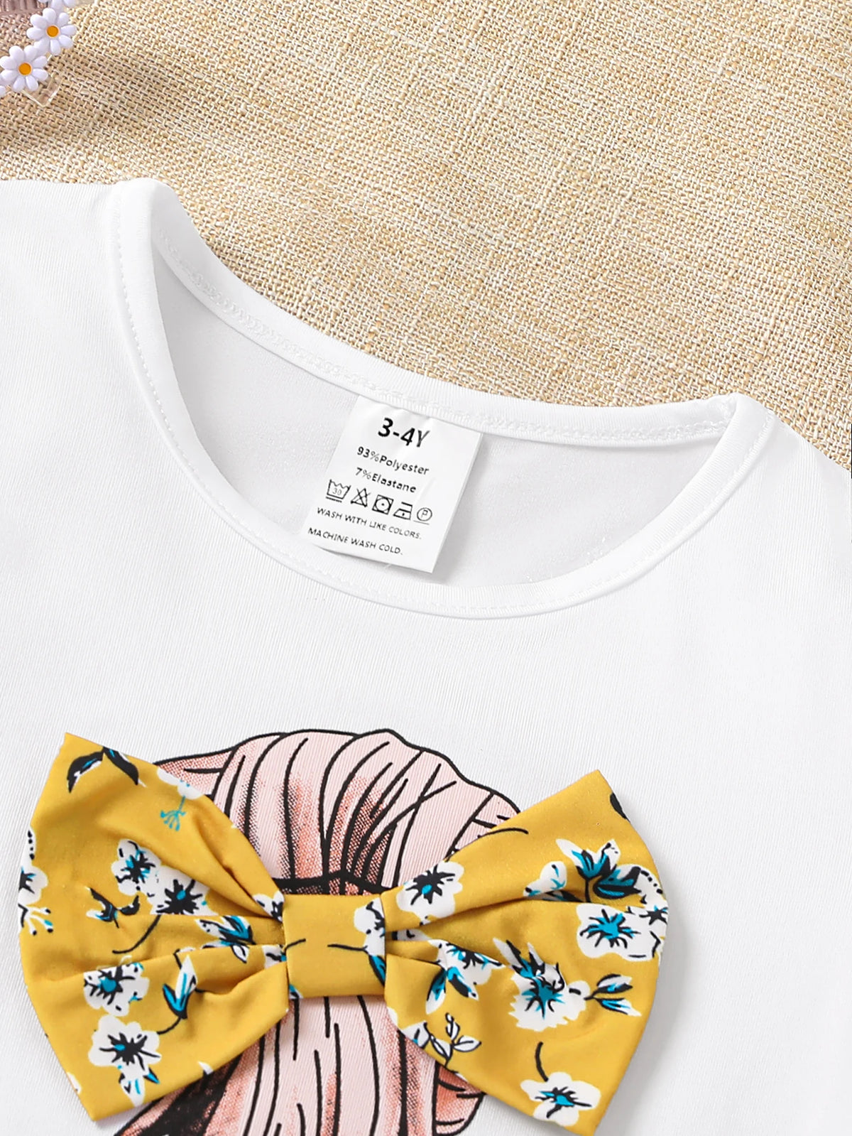 Girls’ Cartoon Turtleneck Summer Outfit Set – Cute Short-Sleeve Knitwear