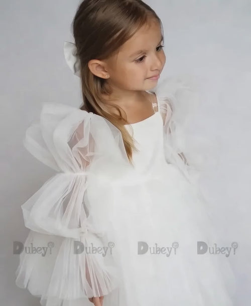 New Born Baby Girls Birthday Dress for Toddlers White Wedding Party Gown Baptism Ceremony Vestido for 3Y Infantil Clothing Kids