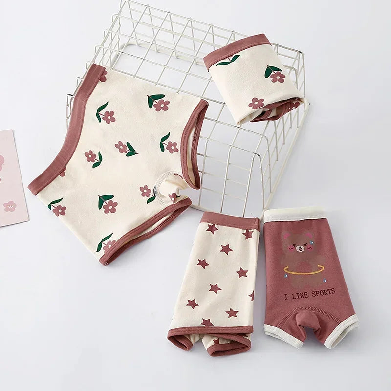 Yrchk girls' cotton briefs in assorted cartoon and floral prints with comfortable elastic waistbands.